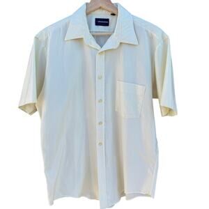Vintage Yellow Striped Manhattan Short Sleeve Button Up Shirt Men's Medium